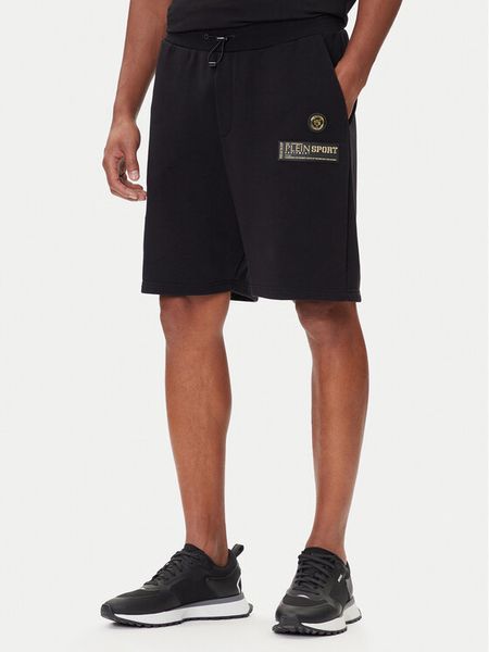Plein Sport Szorty sportowe PAEC MJT2601 STE003N Czarny Regular Fit. Czarne szorty sportowe męskie Plein Sport, bez wzorów, z bawełny, sportowe. Za 739.99 zł.