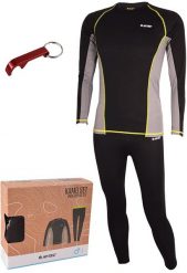 Hi-Tec Bielizna termiczna męska zestaw KAMO SET czarno-szara r. XXL. Czarna bielizna termoaktywna męska Hi-tec, m, bez wzorów, bez ramiączek. Za 69.99 zł.