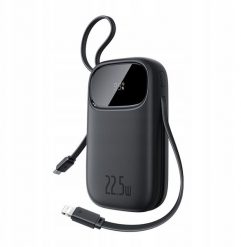 Powerbank Baseus EnerFill FC31 20000mAh 22.5W z wyświetlaczem cyfrowym i 2 wbudowanymi kablami (USB-C + Lightning) - czarny. Czarne powerbanki Baseus. Za 95.24 zł.