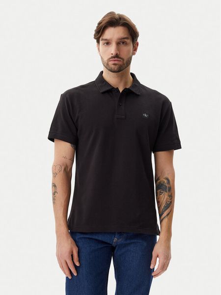 Calvin Klein Jeans Polo J30J327040 Czarny Regular Fit. Czarne koszulki polo męskie Calvin Klein Jeans, m, bez wzorów, z bawełny, bez kołnierzyka, bez ramiączek. Za 199.99 zł.