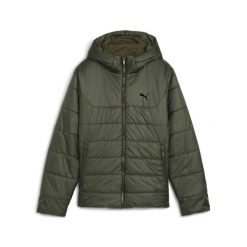 Młodzieżowa kurtka ocieplana Essentials z kapturem PUMA Dark Olive Green. Zielona kurtki męskie Puma, m, bez wzorów, eleganckie, bez ramiączek, z kapturem. Za 299.00 zł.