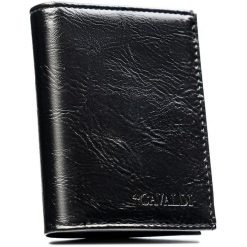 Pionowy, czarny portfel męski ze skóry ekologicznej bez zapięcia - 4U Cavaldi. Czarne portfele męskie 4U Cavaldi, bez wzorów, ze skóry ekologicznej. Za 23.99 zł.