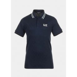 Koszulka polo męska EA7 Emporio Armani sportowa granatowa (6DPF14-PJZSZ-1562). Niebieskie koszulki polo męskie EA7, m, bez wzorów, sportowe, bez kołnierzyka, bez ramiączek. Za 309.00 zł.