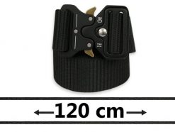 Czarny Taktyczny, Materiałowy Pasek, Solidny -Pako Jeans- 120 cm, Militarny, Klamra Typu COBRA. Czarne paski męskie Pako Jeans, bez wzorów, z jeansu, klasyczne. Za 49.00 zł.