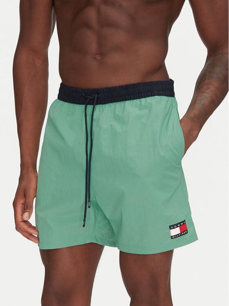 Tommy Hilfiger Szorty kąpielowe UM0UM03455 Zielony Slim Fit. Zielone kąpielówki męskie Tommy Hilfiger, bez wzorów, z syntetyku. Za 139.99 zł.