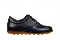 Półbuty Brooman A230-G56-SW4 Blue 104252, Granatowy, Skóra naturalna - 45. Niebieskie eleganckie półbuty męskie Brooman, z gumy, bez obcasa, bez zapięcia. W wyprzedaży za 404.10 zł.