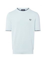 Fred Perry Męska koszula z dzianiny Mężczyźni Bawełna niebieski wypukły wzór tkaniny, S. Niebieskie koszule męskie Fred Perry, m, bez wzorów, z bawełny, bez kołnierzyka, bez ramiączek. Za 599.95 zł.