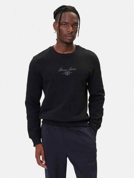 Guess Jeans Bluza M5BQ35 K9V31 Czarny Slim Fit. Czarne bluzy nierozpinane męskie Guess Jeans, m, z aplikacjami, z bawełny, bez ramiączek, bez kaptura. Za 179.99 zł.