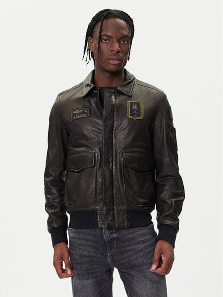 Aeronautica Militare Kurtka skórzana 252PN0895U100839 Czarny Regular Fit. Czarne kurtki męskie Aeronautica Militare, m, bez wzorów, ze skóry, bez ramiączek, bez kaptura. Za 2,369.00 zł.