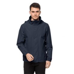 Wodoodporna kurtka Jack Wolfskin Stormy Point 2L. Niebieskie kurtki męskie Jack Wolfskin, l, bez wzorów, z syntetyku, sportowe, bez ramiączek, bez kaptura. Za 589.99 zł.