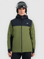 4F Kurtka narciarska membrana 8000 męska - khaki XL. Brązowe kurtki narciarskie i snowboardowe męskie 4f, na zimę, m, bez wzorów, z materiału, bez kaptura, narciarskie. Za 599.99 zł.