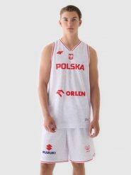 4F Koszulka reprezentacyjna męska 4F x PZKOSZ 2024 - biała 3XL. Białe t-shirty sportowe męskie 4f, m, bez wzorów, z dzianiny, klasyczne, bez ramiączek. Za 219.99 zł.