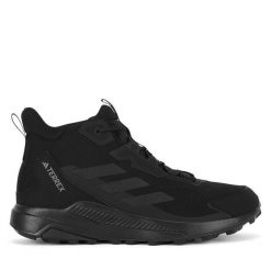 Trekkingi adidas. Czarne buty zimowe męskie ADIDAS, bez wzorów, sportowe, bez obcasa, bez zapięcia. Za 399.99 zł.
