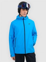 4F Kurtka narciarska membrana 5000 męska - niebieska S. Niebieskie kurtki narciarskie i snowboardowe męskie 4f, na zimę, m, bez wzorów, z tkaniny, bez kaptura, narciarskie. Za 349.99 zł.