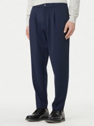 Calvin Klein Spodnie materiałowe LV04LF607G Granatowy Tapered Fit. Niebieskie spodnie na co dzień męskie Calvin Klein, bez wzorów, z materiału. Za 529.99 zł.