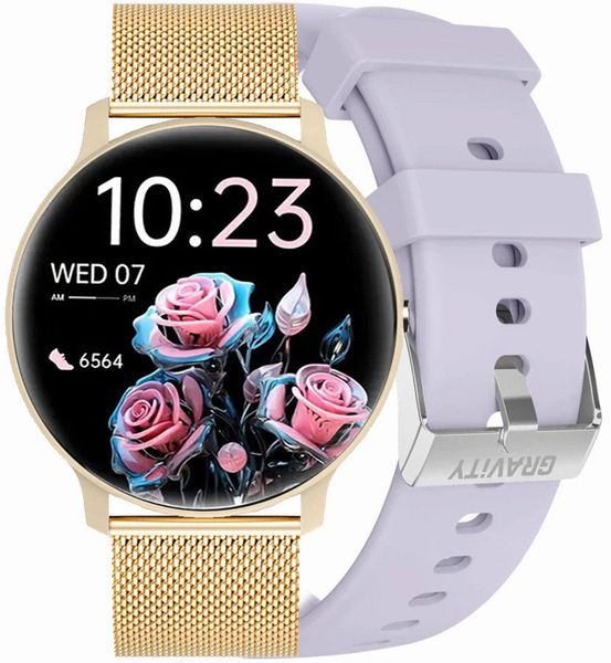 Zegarek SMARTWATCH - GT1-8 PRO YE/YE/VT siatka mesh/fioletowy pasek. Fioletowe zegarki smartwatch Gravity. Za 179.90 zł.