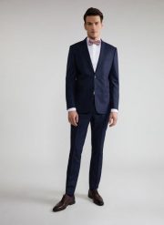 PAKO LORENTE – Granatowe spodnie garniturowe P22SF-6G-015-G-S. Niebieskie eleganckie spodnie męskie Pako Lorente, bez wzorów, z elastanu. Za 149.99 zł.