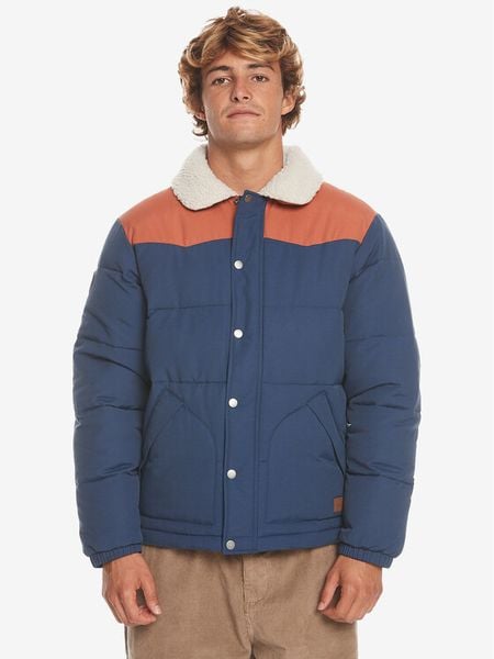 Quiksilver Kurtka puchowa The Puffer Jckt EQYJK03981 Granatowy Regular Fit. Niebieskie kurtki męskie Quiksilver, m, bez wzorów, z puchu, bez ramiączek, bez kaptura. Za 449.99 zł.