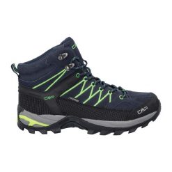 Buty trekkingowe CMP Rigel Waterproof. Czarne buty zimowe męskie CMP, bez wzorów, sportowe, bez obcasa, bez zapięcia. Za 356.99 zł.