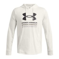 Bluza męska Under Armour Rival Terry Graphic Hood. Brązowe bluzy nierozpinane męskie Under Armour, m, bez wzorów, sportowe, bez ramiączek, bez kaptura. Za 129.99 zł.