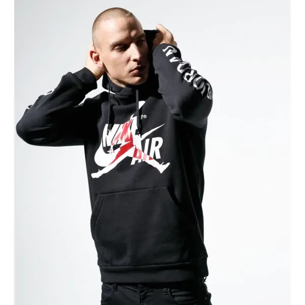 Jordan Bluza M J Jumpman Classics Po , czarny, rozmiar S. Czarne bluzy nierozpinane męskie Nike, l, bez wzorów, z bawełny, z kapturem. Za 279.99 zł.