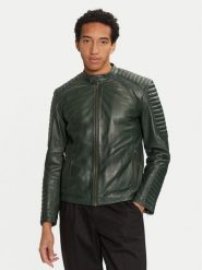 Serge Pariente Kurtka skórzana Leman 2 Zielony Slim Fit. Zielone kurtki męskie Serge Pariente, m, bez wzorów, ze skóry, bez ramiączek, bez kaptura. Za 1,269.00 zł.