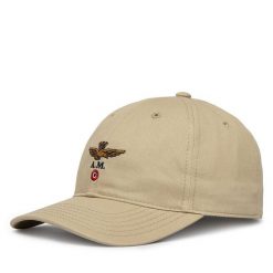 Czapka z daszkiem Aeronautica Militare. Brązowe czapki męskie Aeronautica Militare, bez wzorów. Za 179.99 zł.