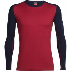 Icebreaker Mens Tech Top Ls Crewe Oxblood/Midnight Navy M. Czerwone bielizna termoaktywna męska Icebreaker, z materiału, z długim rękawem. W wyprzedaży za 299.00 zł.