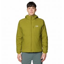 Kurtka turystyczna Mountain Hardwear Kor Stasis™. Zielone kurtki męskie MOUNTAIN HARDWEAR, bez wzorów, sportowe, bez ramiączek, bez kaptura. Za 890.10 zł.