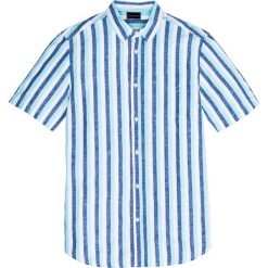 Koszula w paski z krótkim rękawem Regular Fit bonprix niebiesko-jasnozielono-biały w paski. Koszule męskie bonprix. Za 49.99 zł.