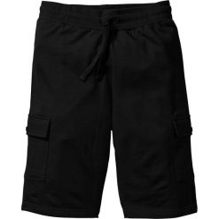 Bermudy dresowe Slim Fit bonprix czarny. Czarne spodnie dresowe męskie marki bonprix, w paski, z dresówki. Za 34.99 zł.