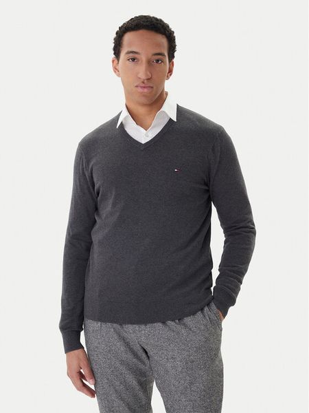 Tommy Hilfiger Sweter Essential MW0MW14745 Szary Regular Fit. Szare kardigany męskie Tommy Hilfiger, m, bez wzorów, z bawełny, bez ramiączek. Za 429.99 zł.