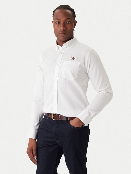 Aeronautica Militare Koszula 252CA1277UCT03532 Biały Regular Fit. Białe koszule męskie Aeronautica Militare, m, bez wzorów, z bawełny, bez kołnierzyka, bez ramiączek. Za 289.99 zł.