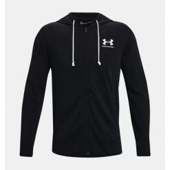 Bluza męska Under Armour RIVAL TERRY LC FZ. Czarne bluzy nierozpinane męskie Under Armour, m, bez wzorów, bez ramiączek, bez kaptura. Za 269.99 zł.