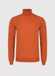 PAKO LORENTE – Pomarańczowy sweter z golfem P22WP-2X-025-P-0. Brązowe swetry męskie Pako Lorente, bez wzorów, z bawełny, bez kołnierzyka, bez ramiączek. Za 139.99 zł.