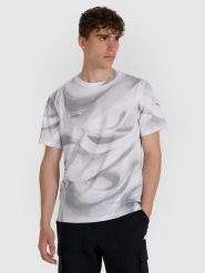 4F T-shirt regular z nadrukiem męski - biały M. Białe t-shirty męskie 4f, m, bez wzorów, z bawełny, bez kołnierzyka, bez ramiączek. Za 79.99 zł.