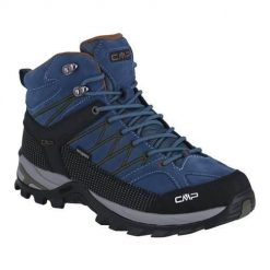 Buty trekkingowe męskie CMP Rigel Mid Trekking Wp. Niebieskie buty trekkingowe męskie CMP, bez wzorów, z materiału, sportowe, bez obcasa, bez zapięcia. Za 361.99 zł.