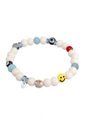 KUZZOI Męskie koraliki z uśmiechem z smiling face, perły żywiczne, ze srebra próby 925 Sterling Silver Bransoletki 1 ct. Szare biżuteria dla mężczyzn KUZZOI, z materiału, z perłą, szklane. Za 198.99 zł.