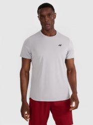 4F Koszulka treningowa szybkoschnąca męska - szara L. Szare t-shirty sportowe męskie 4f, l, bez wzorów, z elastanu, klasyczne, bez ramiączek. Za 129.99 zł.