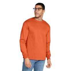 Ultra Bawełniana Koszulka Z Długim Rękawem Unisex Dla Dorosłych. Brązowe koszulki męskie z długim rękawem GILDAN, xl, bez wzorów, z bawełny, sportowe, bez kołnierzyka, bez ramiączek. Za 107.99 zł.