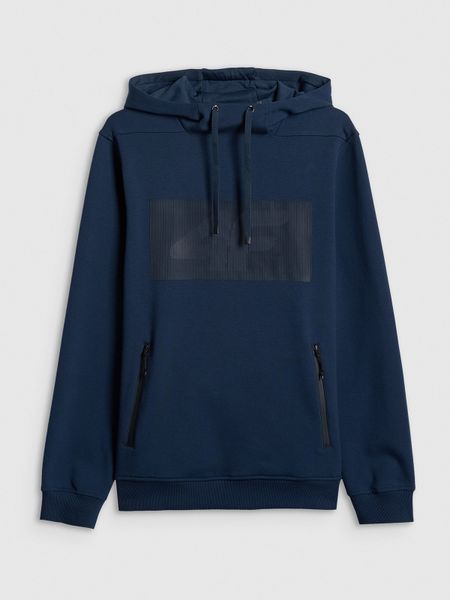 4F Bluza dresowa regular z kapturem męska - granatowa XL. Niebieskie bluzy z kapturem męskie 4f, m, bez wzorów, z bawełny, z kapturem. Za 199.99 zł.