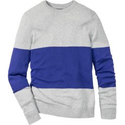 Sweter z okrągłym dekoltem Regular Fit bonprix jasnoszary melanż - szafirowy w paski. Swetry męskie marki bonprix. Za 29.99 zł.
