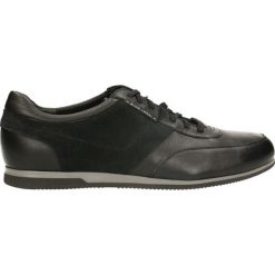 Półbuty JIM. Czarne eleganckie półbuty męskie Gino Rossi, ze skóry, eleganckie, bez obcasa, bez zapięcia. W wyprzedaży za 249.90 zł.