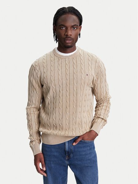 Tommy Hilfiger Sweter Classic MW0MW39524 Beżowy Regular Fit. Brązowe kardigany męskie Tommy Hilfiger, bez wzorów, z bawełny, bez kołnierzyka, bez ramiączek. Za 389.99 zł.