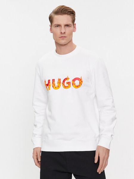 Hugo Bluza Ditmo 50504813 Biały Regular Fit. Białe bluzy nierozpinane męskie Hugo, m, bez wzorów, z bawełny, bez ramiączek, bez kaptura. Za 309.99 zł.