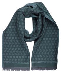 Wełniany Szalik Męski - V. Fraas - Morska Zieleń, Regularny Wzór. Zielone szaliki męskie V. Fraas, na zimę, bez wzorów, z materiału, eleganckie. Za 129.00 zł.