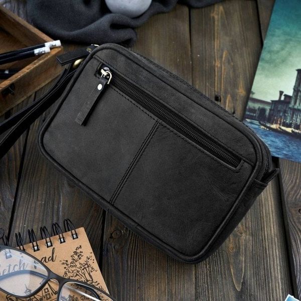 Paolo Peruzzi Skórzana saszetka męska do ręki vintage T-56-HBL. Saszetki męskie Paolo Peruzzi, bez wzorów. Za 168.93 zł.