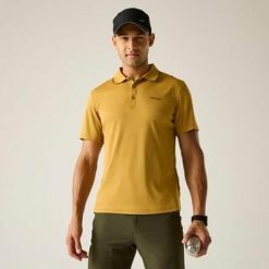 Męska koszulka polo Maverik V Quick Drying. Żółte koszulki polo męskie Regatta, m, bez wzorów, z poliesteru, bez kołnierzyka, bez ramiączek. W wyprzedaży za 89.99 zł.