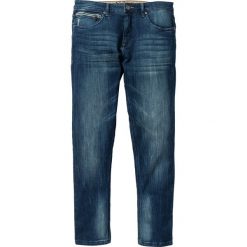 Dżinsy ze stretchem Slim Fit Straight bonprix niebieski "used". Niebieskie długie spodnie sportowe męskie bonprix, z jeansu, sportowe. Za 109.99 zł.