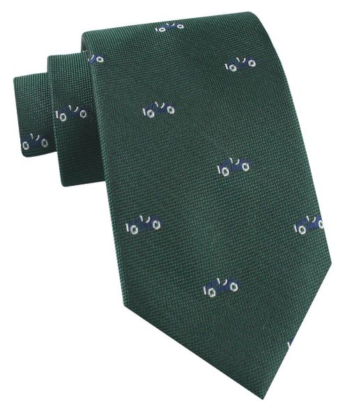 Jedwabny Krawat Męski - His Story - Zielony, Retro-Auto. Zielone krawaty i muchy męskie His Story, bez wzorów, z jedwabiu, eleganckie. Za 115.00 zł.